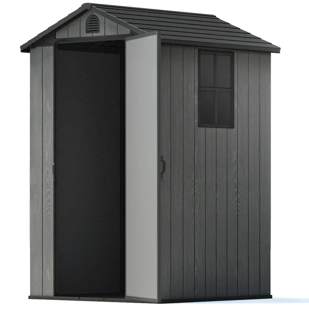 Pro Grade 4ft x 6ft Premium Plastic Garden Shed - Grey Wood Touch Texture