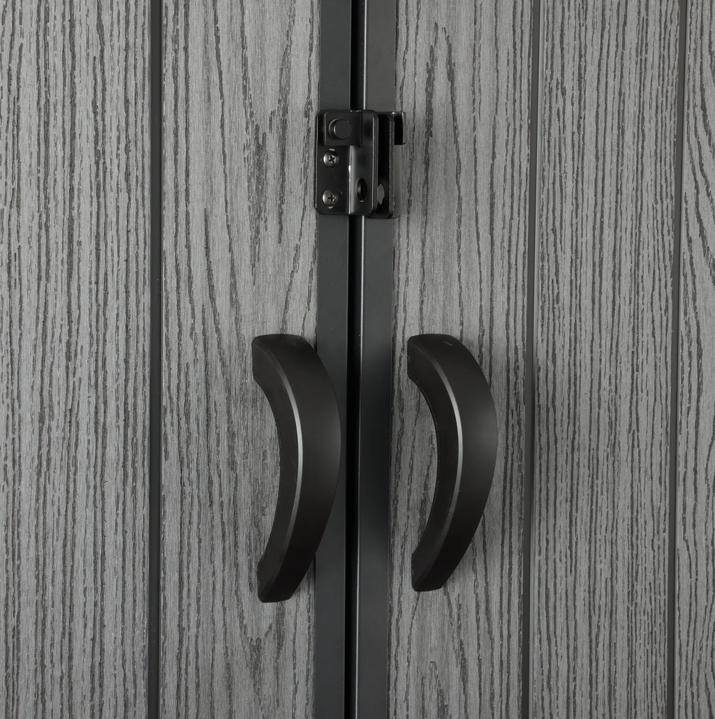 Pro Grade 8ft x 10ft Premium Plastic Double Door Garden Shed - Grey Wood Touch Texture