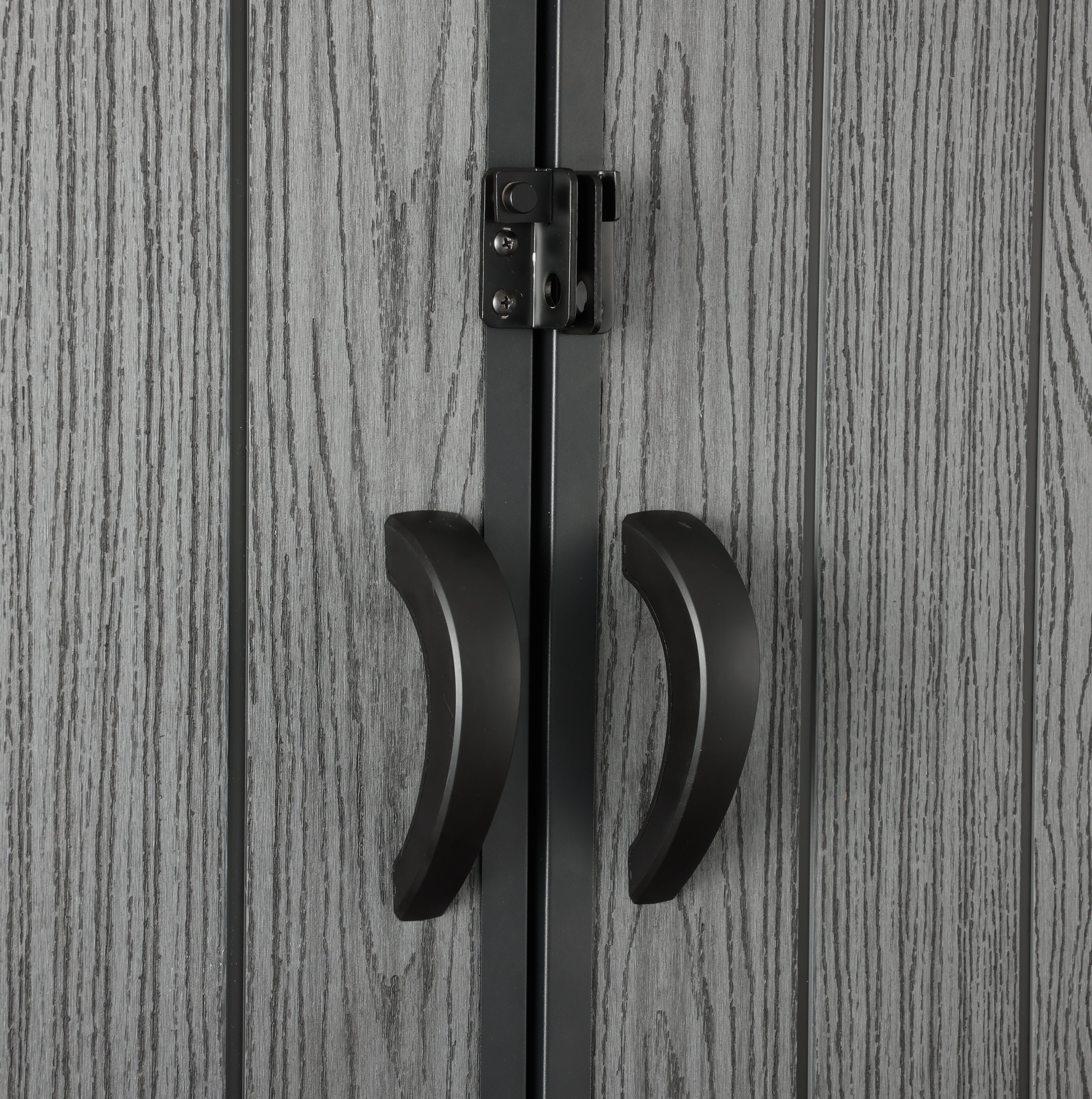 Pro Grade 6ft x 4ft Premium Plastic Garden Shed Double Door - Grey/Anthracite Wood Touch Texture